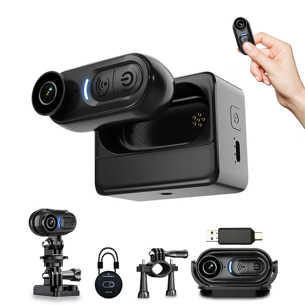 Compact Waterproof 4K Mini Body Camera 6-Axis Stabilized Thumb Cam for Outdoor Sports & Travel Recording