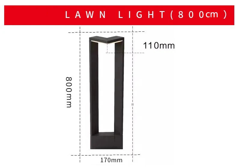 LED 12W Outdoor Landscape Path Lights Black IP65 Waterproof Lawn Post Light Fixture for Lawn Patio Courtyard Driveway Decoration