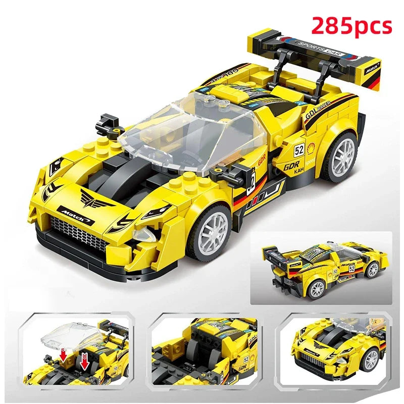 City Technical Vehicle Speed  Racing Car Building Blocks Courses Rennen гонки Carreras Moc DIY Model Brick Toys