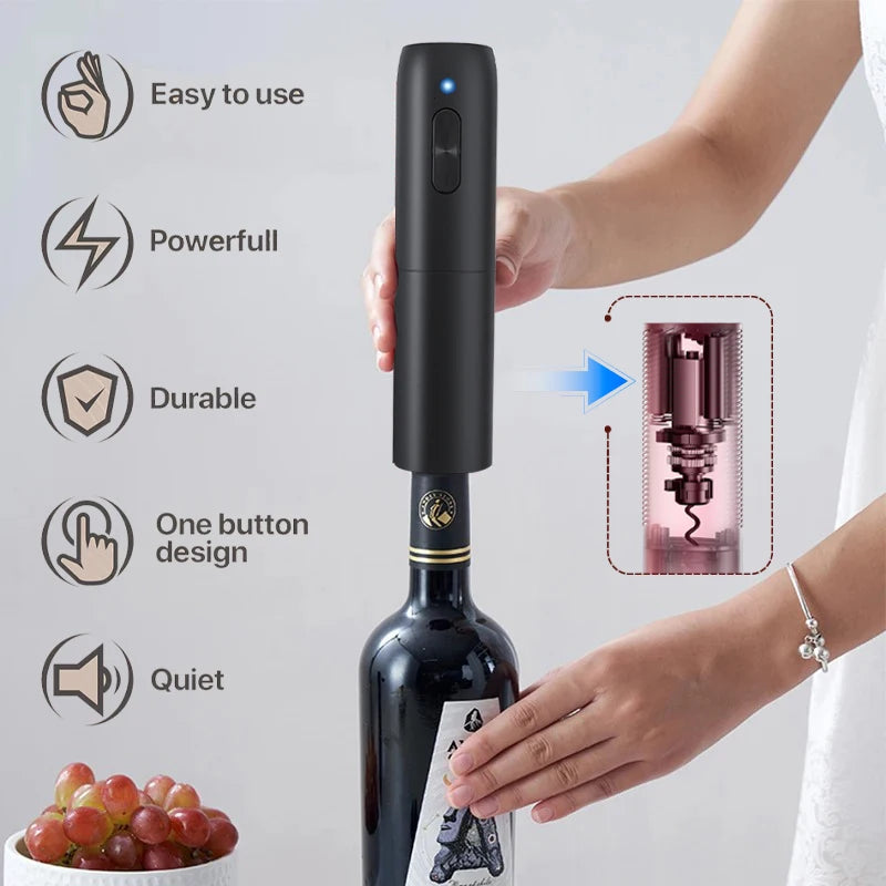 Electric Wine Opener USB Rechargeable Automatic Large Battery Powered Effortless Bottle Opener For Kitchen BarTools Party Gift