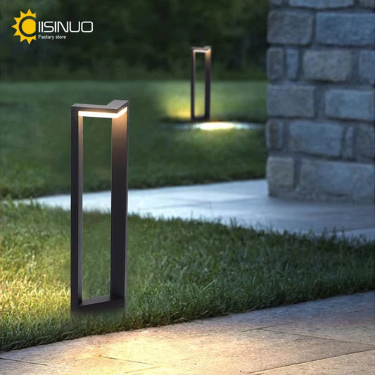 LED 12W Outdoor Landscape Path Lights Black IP65 Waterproof Lawn Post Light Fixture for Lawn Patio Courtyard Driveway Decoration