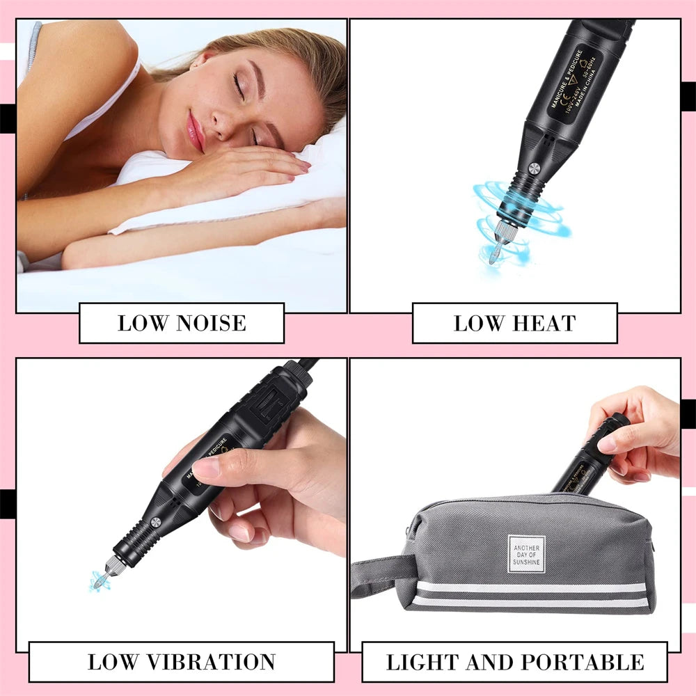 Electric Nail Sander Set Nail Drill Machine Grinding Equipment Milling Cutter For Manicure Pedicure Strong Polishing Tools