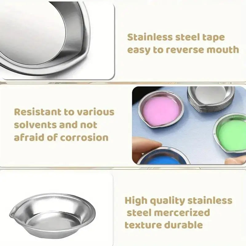 1/5/10Pcs Stainless Steel Painting Color Bowls Oil Paint Trays Paint Color Mixing Cups Color Mixer Children DIY Painting Tools