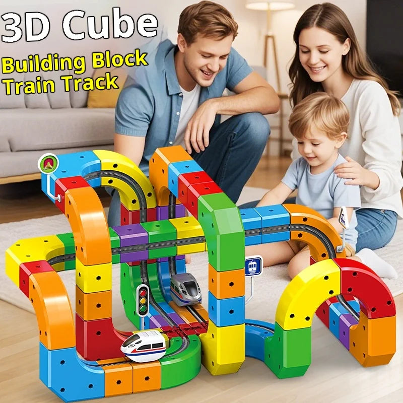 Electric Magnetic Track Set with Anti-Gravity Vehicles - 100+ Pieces STEM Building Toys, Creative DIY Railway for Kids Gift Toy