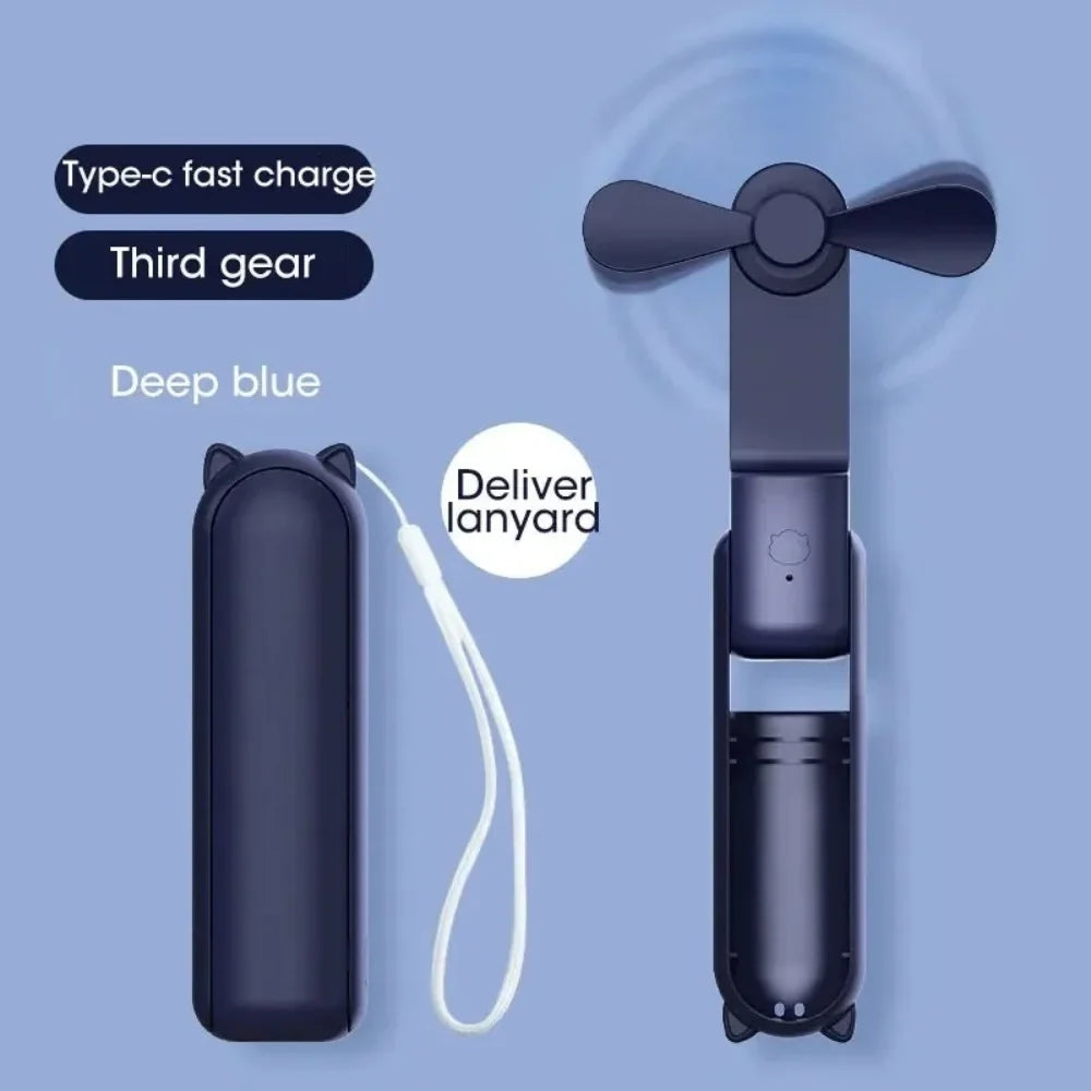 Mini Handheld Fan Type-C Charging Foldable Portable Mini Cooling 2000mAh Outdoor Rechargeable Fan Free Control High Speed Fan