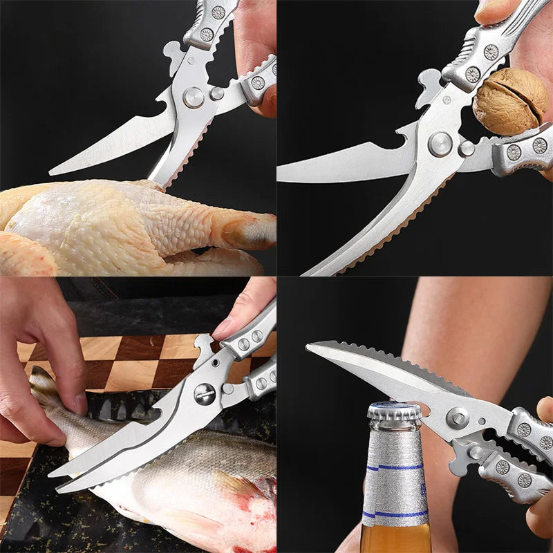 Sharp Kitchen Scissor Chicken Bone Shears Barbecue Steak Meat Vegetable Fish Cleaver Shear Can Open Bottle Chicken Bone Scissors