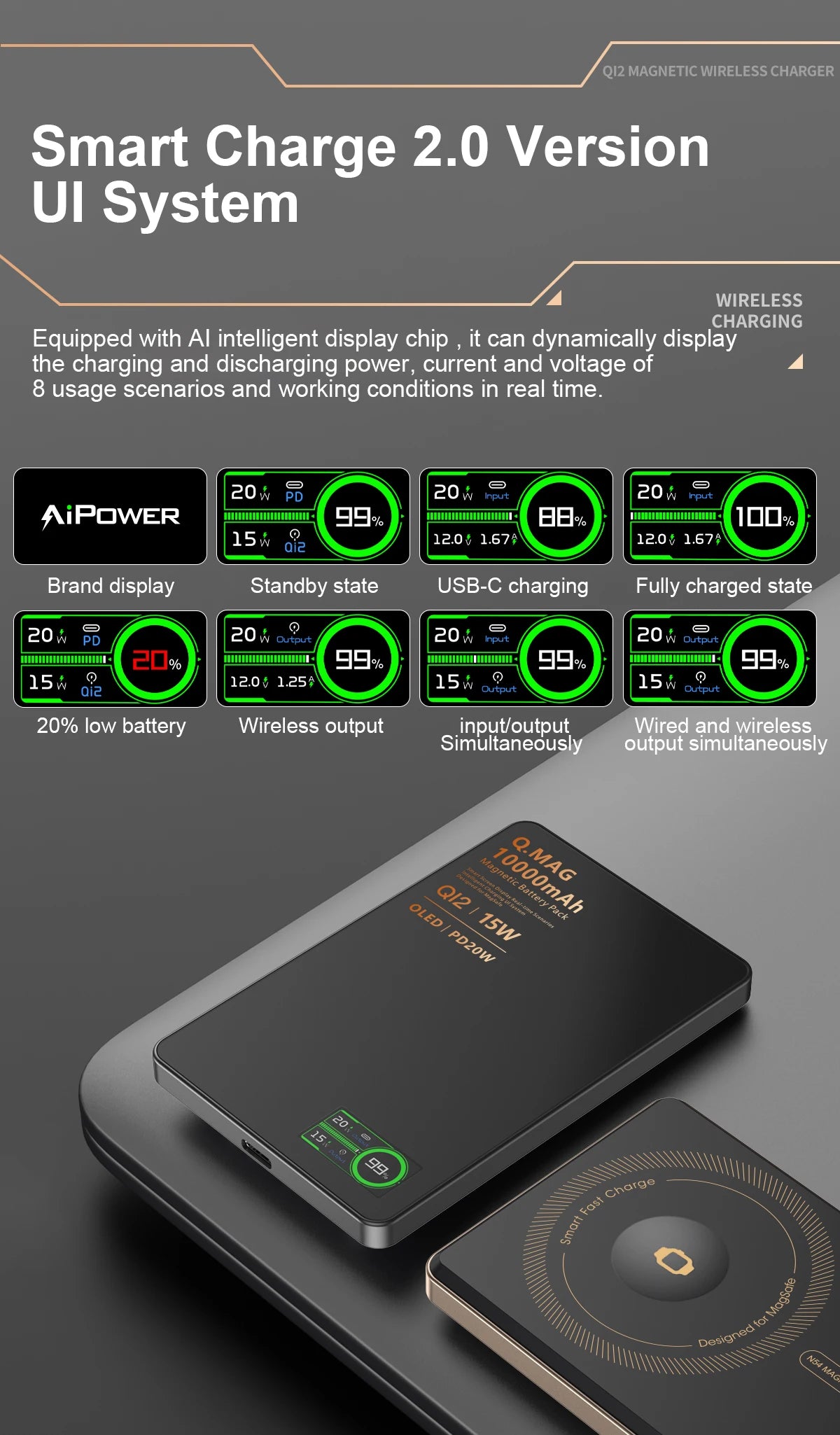 QI 2.1 Magnetic Powerbank Wireless Fast Charing Spare Portable External Battery for iPhone 12-17 Pro Watch Airpods 5000/10000mAh