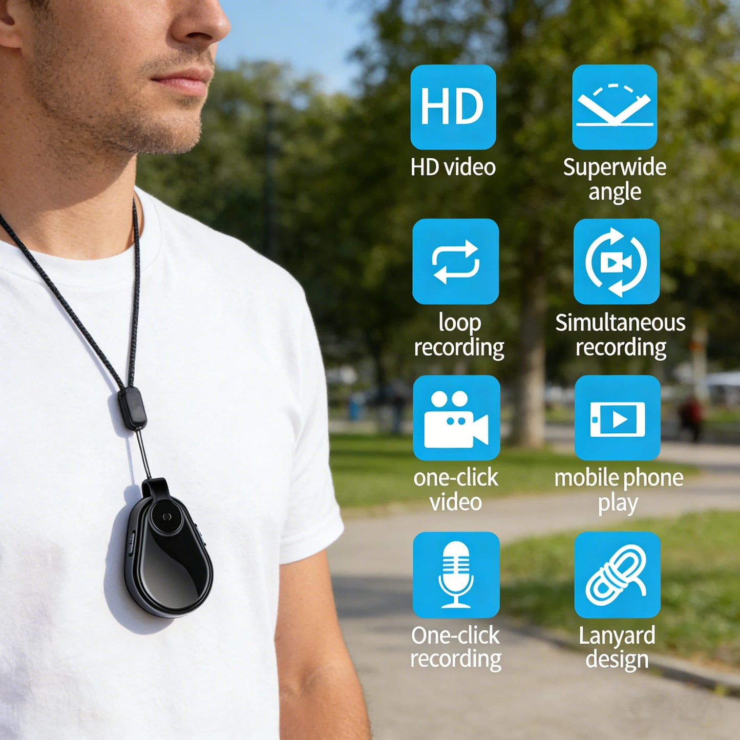1080P Mini Body Worn Camera, One Key Record Portable Wearable Cam with Audio, Auto Save for Law Enforcement, Meeting, Travel