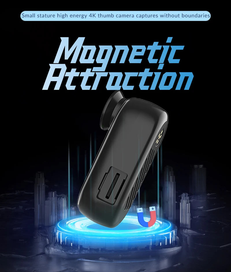Compact Waterproof 4K Mini Body Camera 6-Axis Stabilized Thumb Cam for Outdoor Sports & Travel Recording