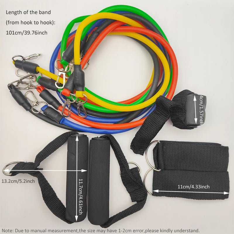 11pcs 100/150LB Resistance Bands Set, Portable Fitness Equipment,Strength Training Bands for Home Gym,Workout Excercise Band