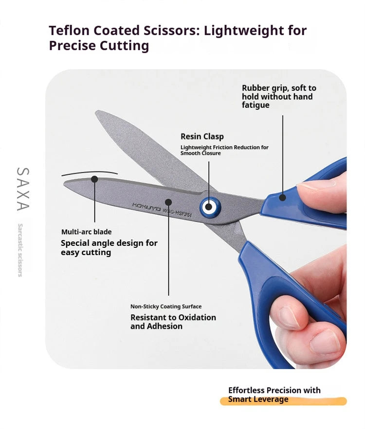 Japan KOKUYO SAXA Safety Scissors,Portable Titanium Coated Non-stick Blunt Tip Multi-Purpose Scissors for Home,Kids Craft&Office