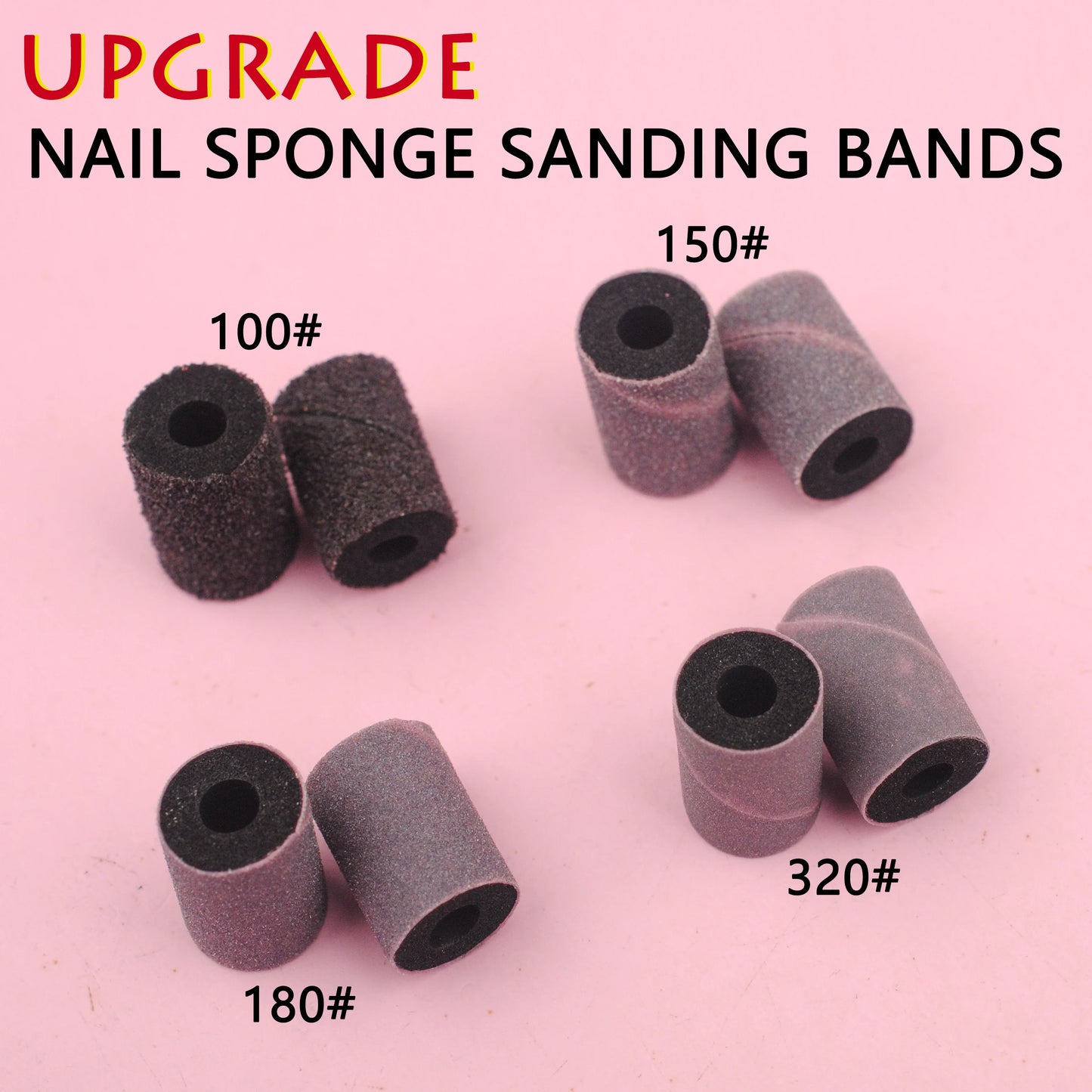 Nail Drill Buffer Bands,Soft Sponge Sanding Bands with 1pc bit,Nail Polish Sanding Buffer Bands, Grit 100#/150#/180# /320#