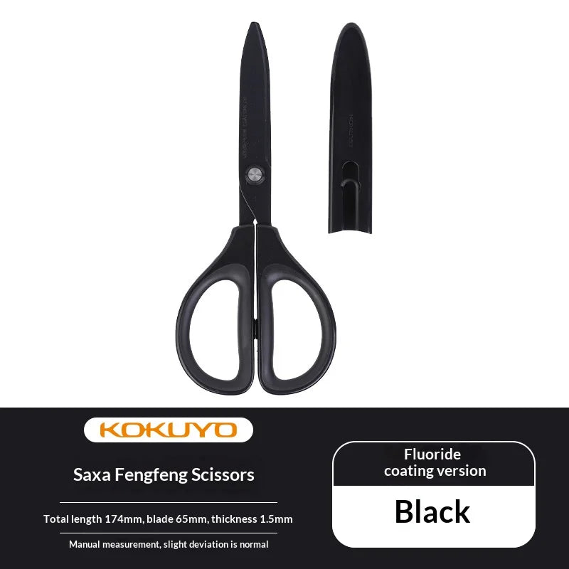 Japan KOKUYO SAXA Safety Scissors,Portable Titanium Coated Non-stick Blunt Tip Multi-Purpose Scissors for Home,Kids Craft&Office