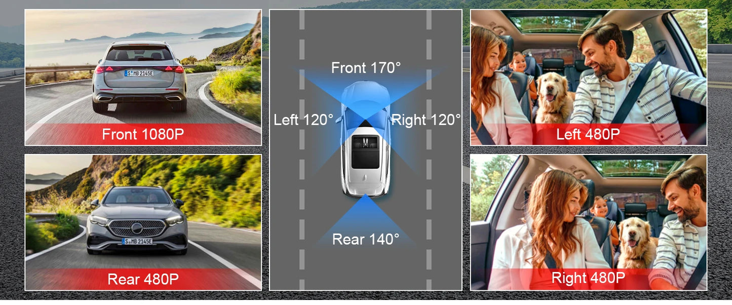  Dashcam for cars 4 Channel Black Box WiFi Driving Camera FHD 1080P Night Vision Loop Recording 24H Parking Mode car accessorie