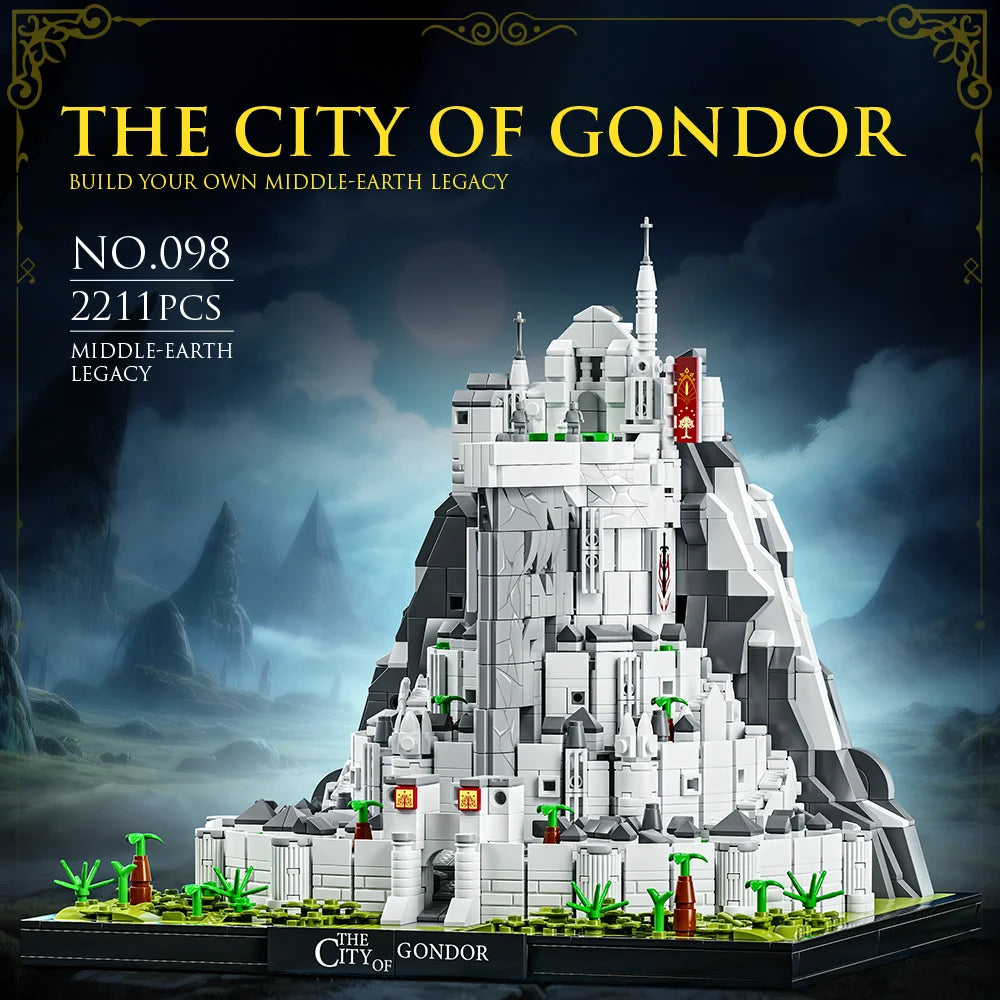 MOC The Rings Minas White City Tirith Street View Architecture Model Building Block Movie Scene Puzzle Toys Gifts 2211PCS