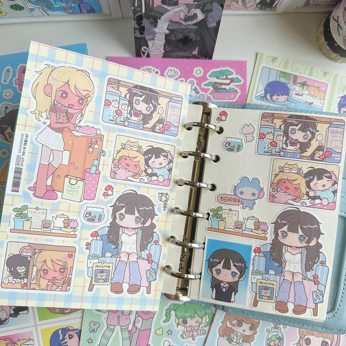 Korean Stickers Cute Sweet Cool Japanese Shibuya Girl Stickers Kawaii Character Stickers Handbook Diary Scrapbook DIY Stickers