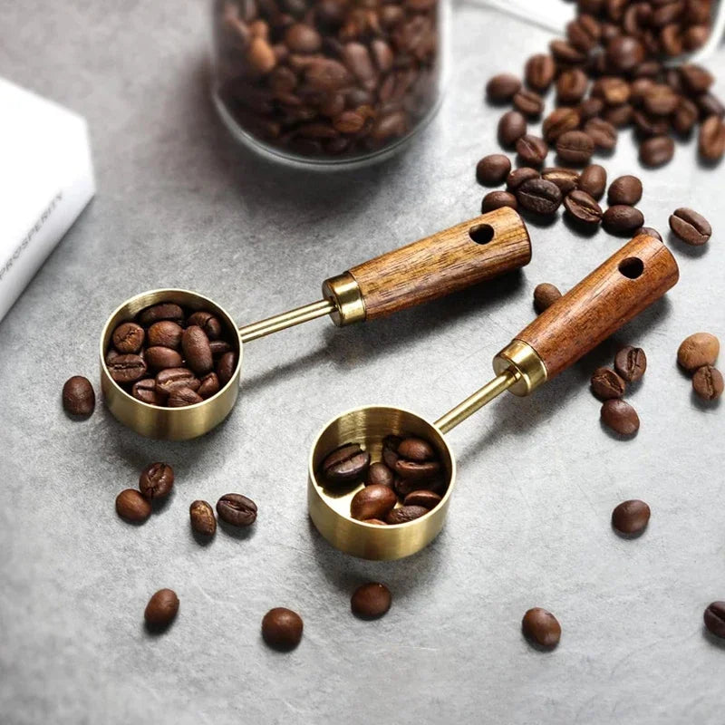 15ml Stainless Steel Measuring Spoon Tablespoon Coffee Scoop Wood Handle Sugar Powder Coffee Bean Measure Spoon Kitchen Tools