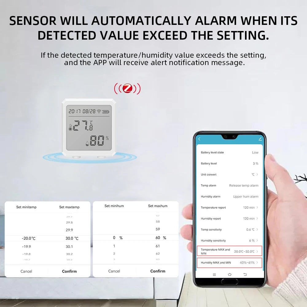 tuya ZigBee Intelligent Temperature and Humidity Sensor Digital Remote Control Intelligent Temperature and Humidity Sensor Detec