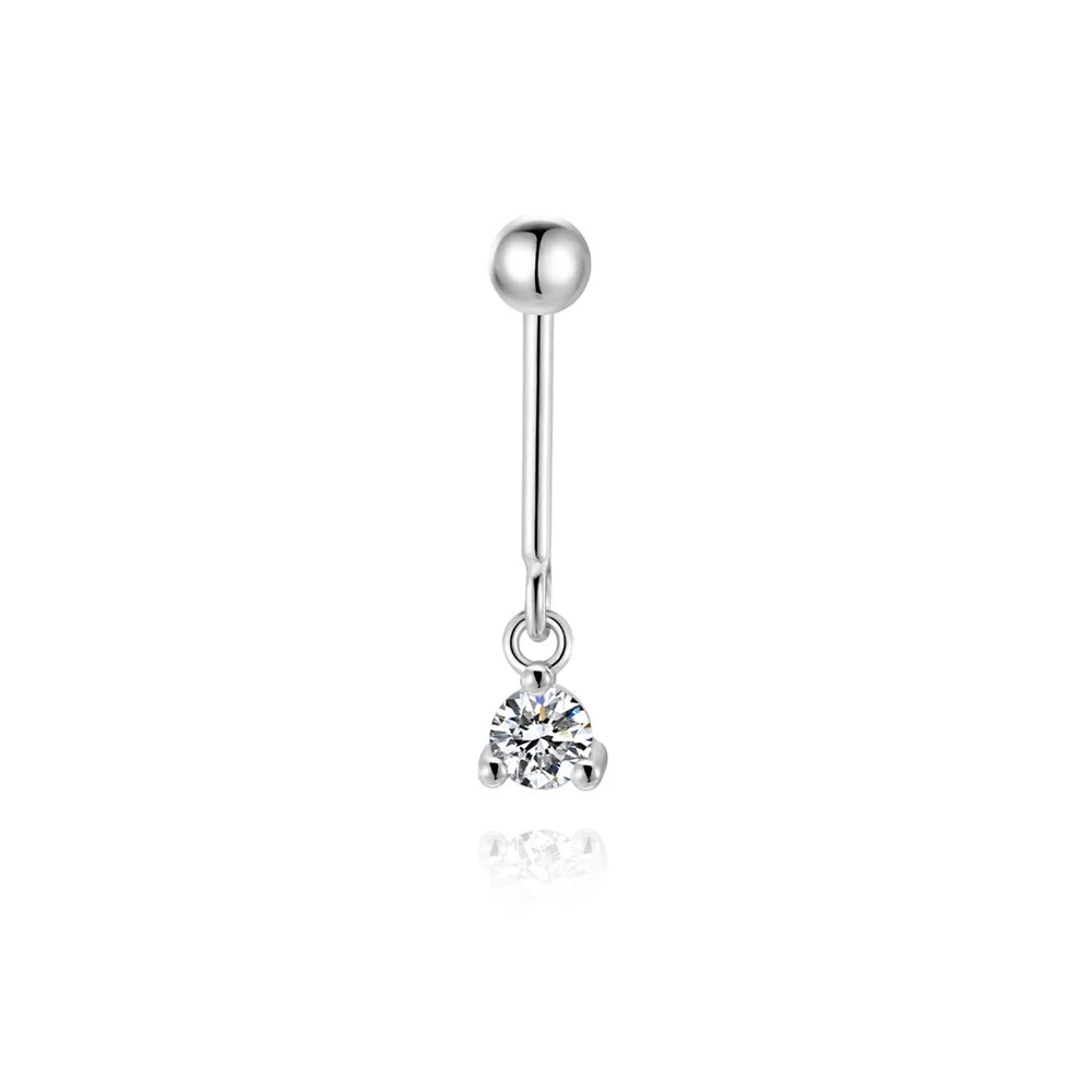 CANNER 1PC Moissanite Spherical Vertical Eight-pointed Star Piercing Earrings 925 Sterling Silver Jewelry Valentine's Day Gift