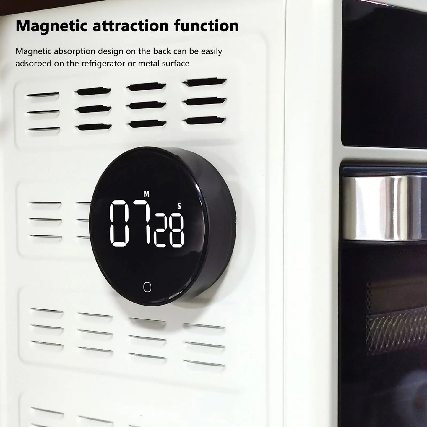 LED Digital Rotary Timer USB Rechargeable Magnetic Baking Countdown Reminder 3-Level Volume Back Bracket Design Kitchen Gadgets