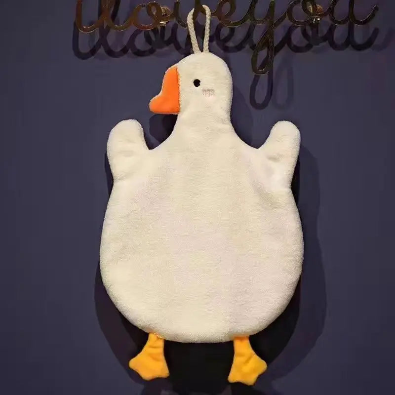 Cute Cartoon Big Goose Hanging Hand Towel Super Absorbent Quick Dry Wipe Cloth Soft Hanging Towel For Kitchen Bathroom Washroom