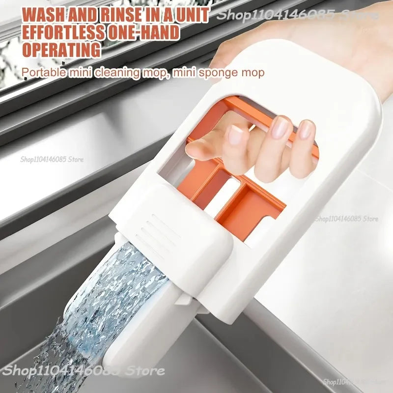 Mini Sponge Mop Hand-free Wash Mops Mini Portable Super Absorbent Mop for Desktop Floor Bathroom Kitchen Glass Car Cleaning