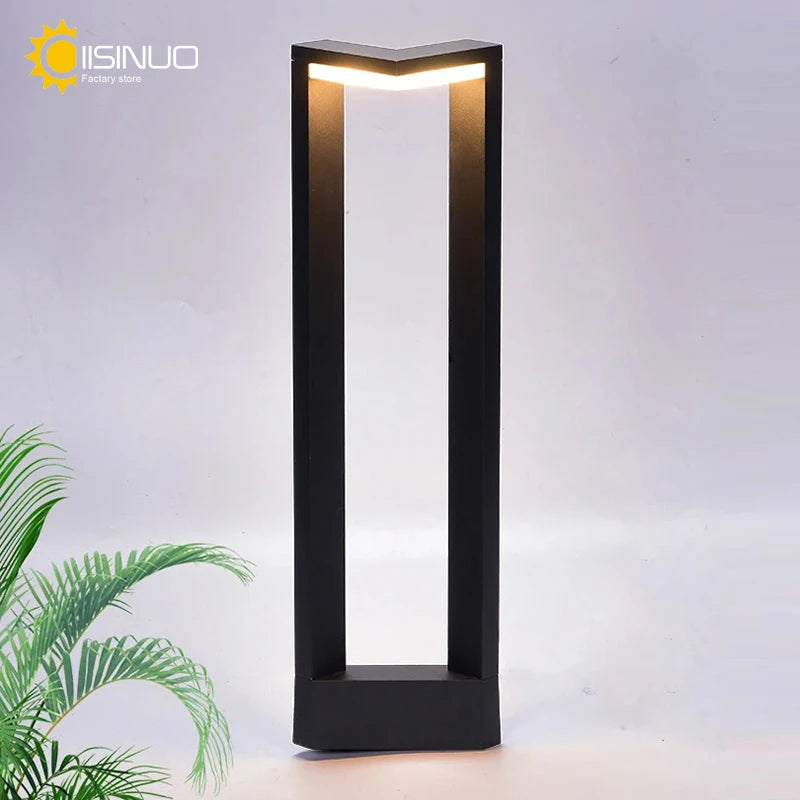 LED 12W Outdoor Landscape Path Lights Black IP65 Waterproof Lawn Post Light Fixture for Lawn Patio Courtyard Driveway Decoration