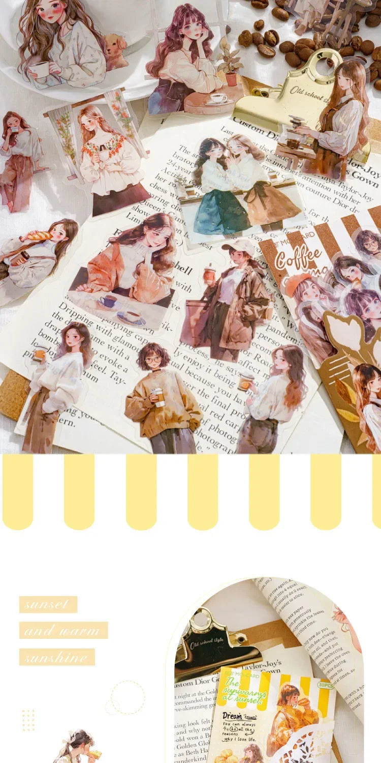 30pcs/pack Cute Cartoon Stickers DIY Scrapbooking Collage Junk Journal Creative Stationery Craft  Stickers