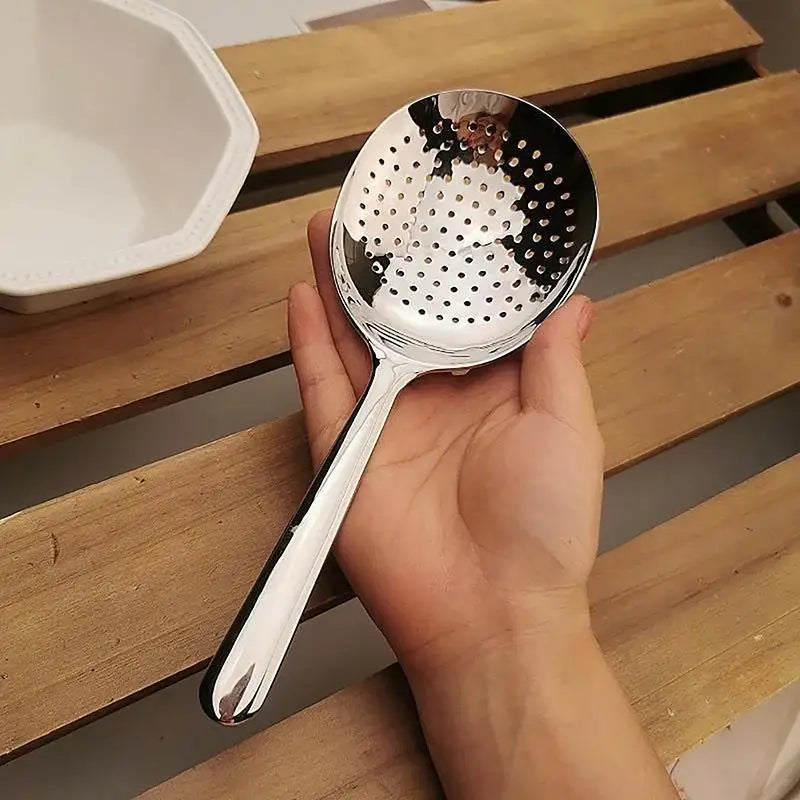 Heavy-Duty Home Kitchen Ladle - Stainless Steel Serving Spoon with Drain Hole,Heat-Resistant Handle -Multipurpose Scoop