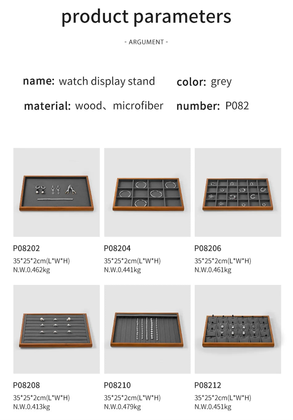 Oirlv Gray Wooden Jewelry Tray  Jewelry Display Viewing Plate Ring Pendant Bracelet Storage Plate Display Tray Jewelry Organizer