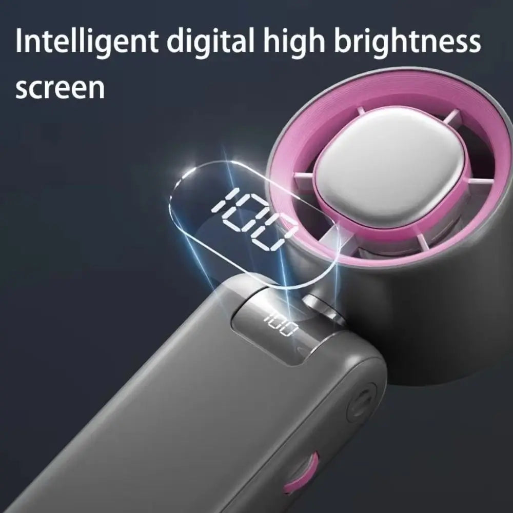 Travel Portable Small USB Charging Fan LED Digital Display Stand Turbo Fan Convenient Compact Mini Hand Fan Lash Supplies