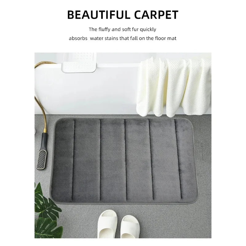 Coral Velvet Bathroom Mat Anti-Skid Quick Dry Machine Washable Soft Comfortable Toilet Floor Mat Easy to Use