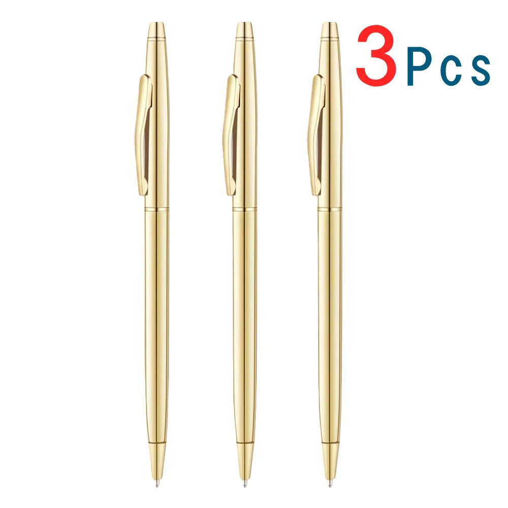 Slim Metallic Retractable Ballpoint Pens Slim Ballpoint Pens Black Ink Pens Metal Pens Set for Business Office