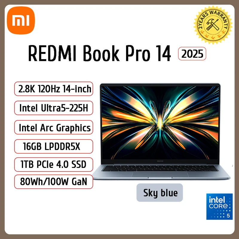 Xiaomi Laptop REDMI Book Pro 14 2025 Laptop Ultra5-225H/Ultra7-255H/16GB/32GB/1TB/2.8K/120Hz