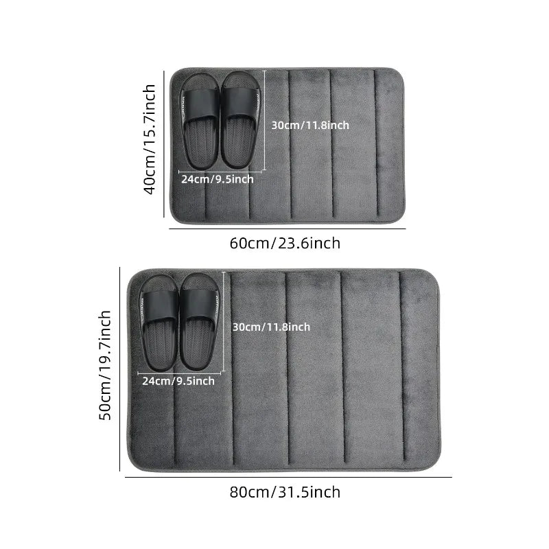 Coral Velvet Bathroom Mat Anti-Skid Quick Dry Machine Washable Soft Comfortable Toilet Floor Mat Easy to Use