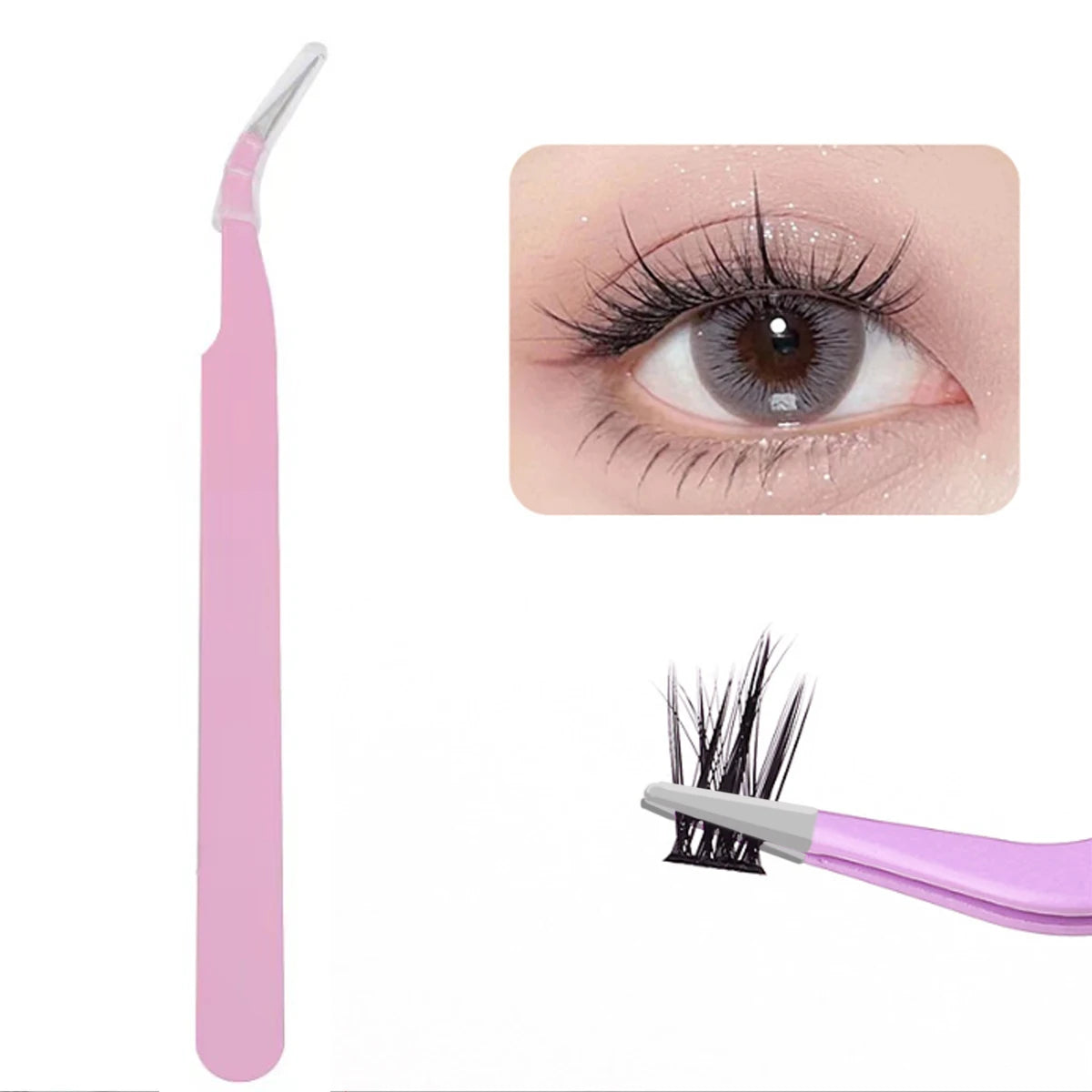 1/2pcs Pink Eyelash Curler Beautician Eyelash Extension Tool Craft Specific Precision Eyelashes Sticker Tweezers Gift