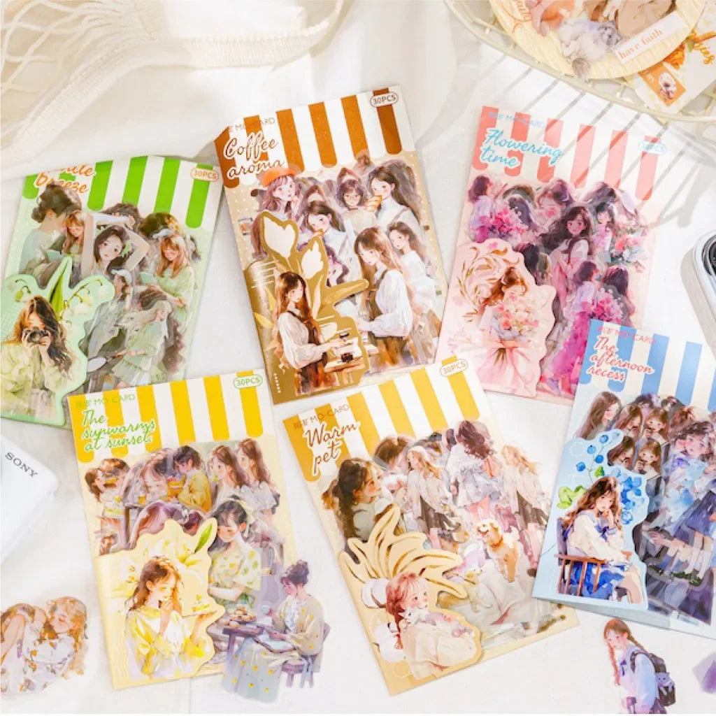 30pcs/pack Cute Cartoon Stickers DIY Scrapbooking Collage Junk Journal Creative Stationery Craft  Stickers