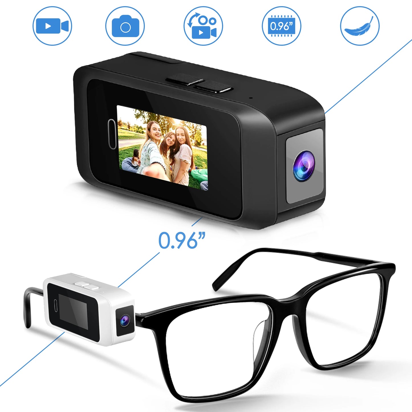 NEW Glasses Wearable Mini Pocket Camera 1080P Portable Digital Video Recorder Body Camera Head Mounted Miniature Camcorde Screen