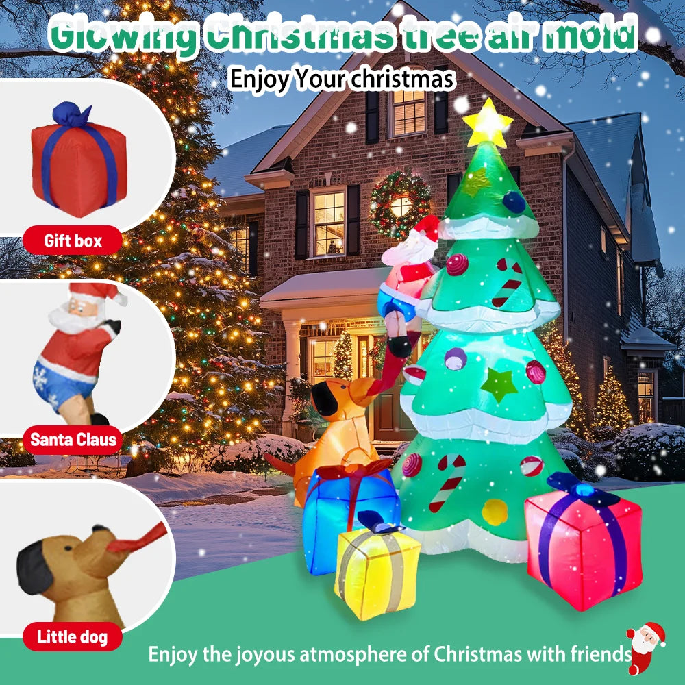 2025 Christmas inflatables Santa 240cm Glowing Santa Claus with LED Outdoor Home Cafe Decoration Party Garden Xmas Decor