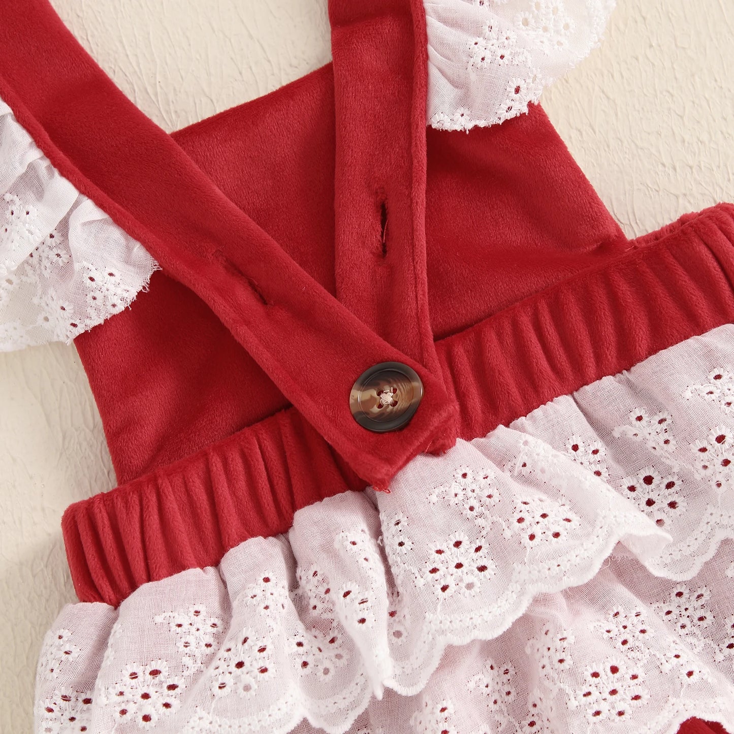 Adorable Christmas-themed Baby Girl Romper with Headpiece - Triangular Design Infant Clothing Set