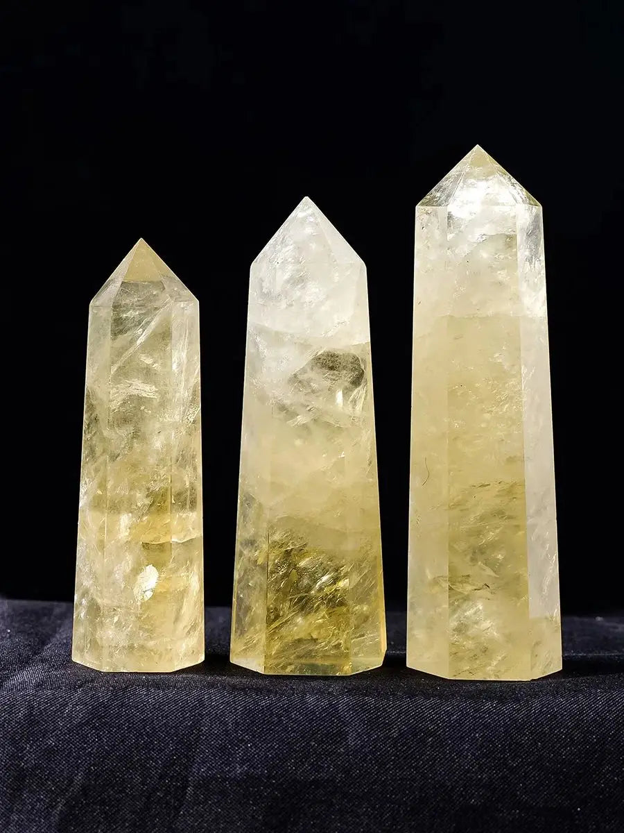1pc Natural Crystal Citrine Point Tower Healing Energy Yellow Gem Quartz Hexagonal Wand Column Home Decoration