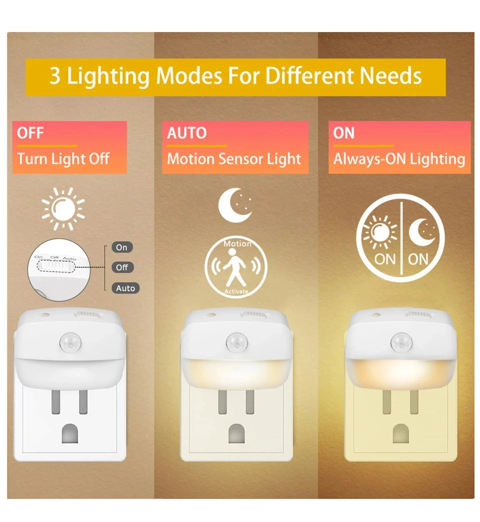 LED Night Light EU US Plug In Smart Motion Sensor Light 220V Wall Lamp For Home Aisle Hallway Stair Kitchen Bedroom Night Lamp