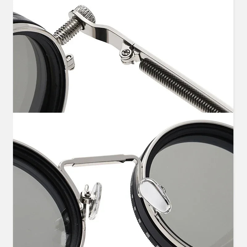 ND Dimming Glasses Polarized Sunglasses Men Women Round Retro Punk Driving Eyeglasses Outdoor Shades UV400 Adjustable Eyewear