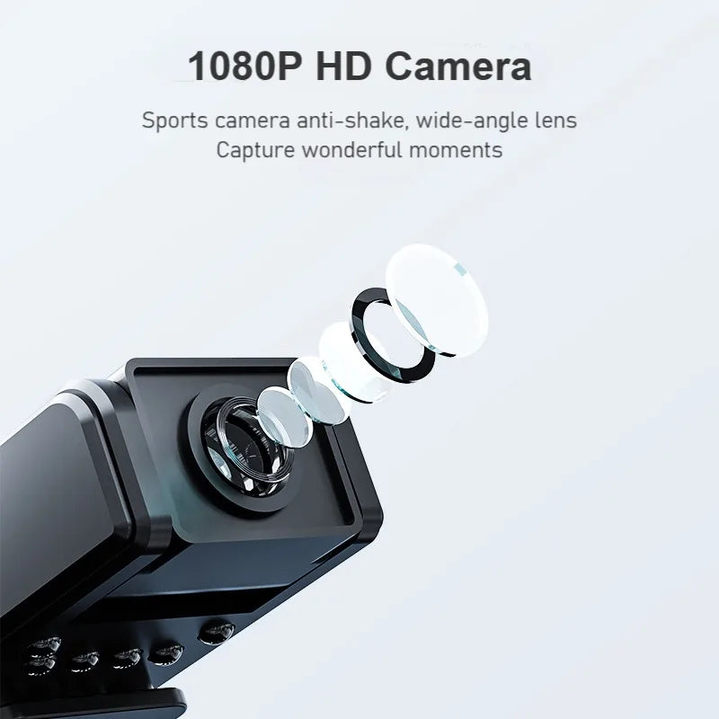 1080P Mini Body Camera 180° Rotatable Lens Body Mounted Camera Small Portable IR Night Vision Police Body Camera for Bike