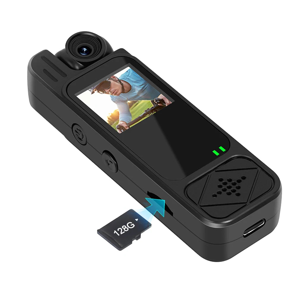 Mini Body Camera 1080P HD Sports CameraRotatable Night Vision Digital Video Recorder 1.3inch Bodycam Police Camera