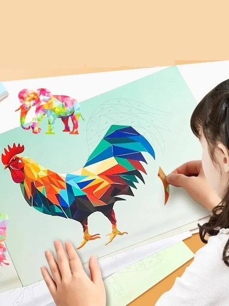3D Animal Jigsaw Puzzle Stickers DIY Handmade Creative Collage Art Set With Self-Adhesive Paper Back To School Gifts Educational