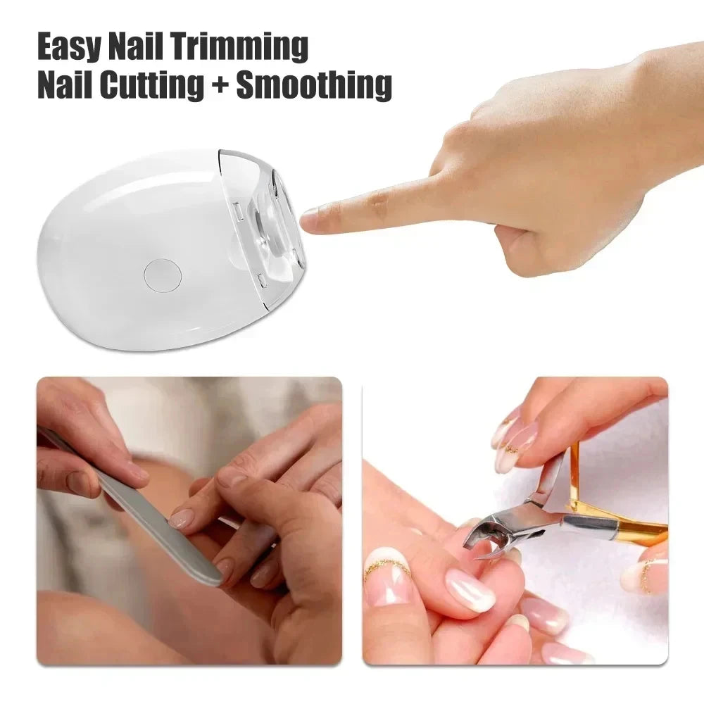 2in1 Electric Nail Clipper Cutter with LED Light Anti-Pinch Automatic Nail Grinder Trimmer for Baby Mini Manicure Tool Nail Care