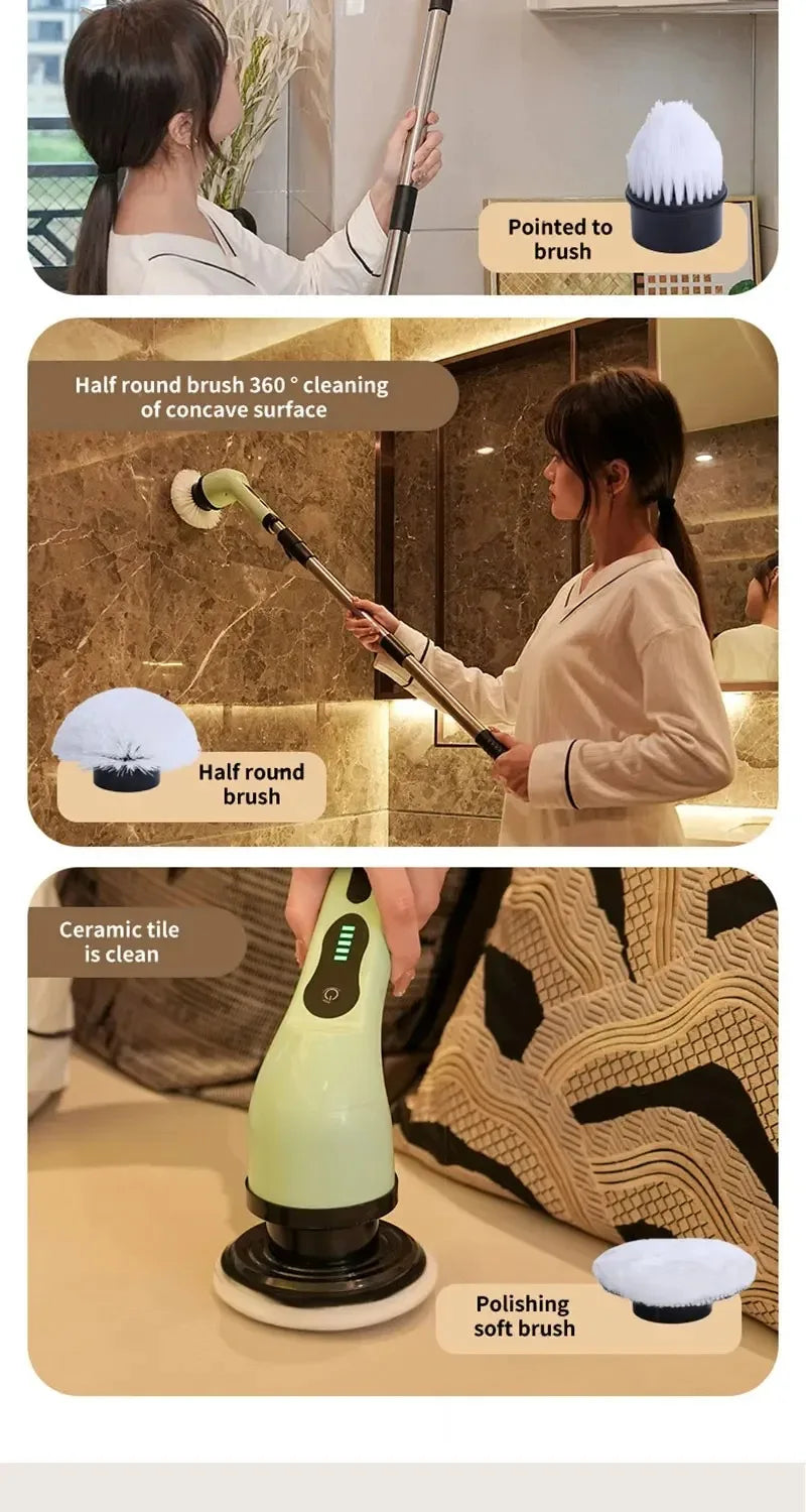Cordless Electric Spin Scrubber For Kitchen Bathroom Toilet Tile Grout Cleaning Household Multipurpose Power Brush