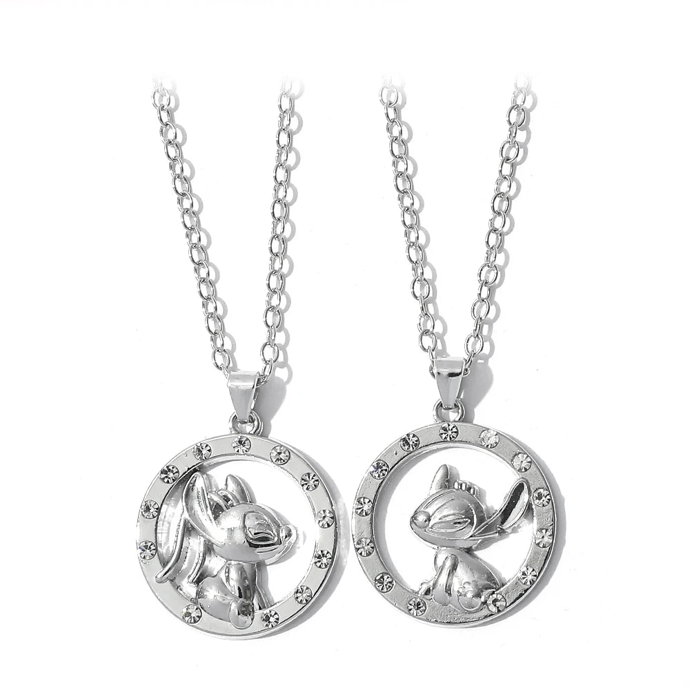 Antique Silver Stitch Angel Pendant Necklace Fashion Jewelry Shining CZ Stones for Anniversary Party Valentine's Day Gift