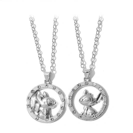 Antique Silver Stitch Angel Pendant Necklace Fashion Jewelry Shining CZ Stones for Anniversary Party Valentine's Day Gift